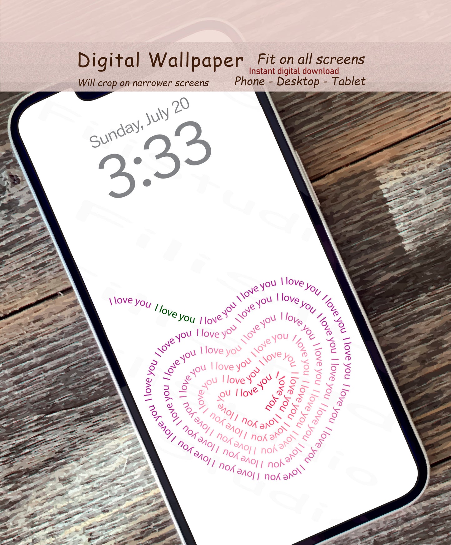Swirl Heart - I Love You | Candy touch | Digital wallpaper | Fit for all screens