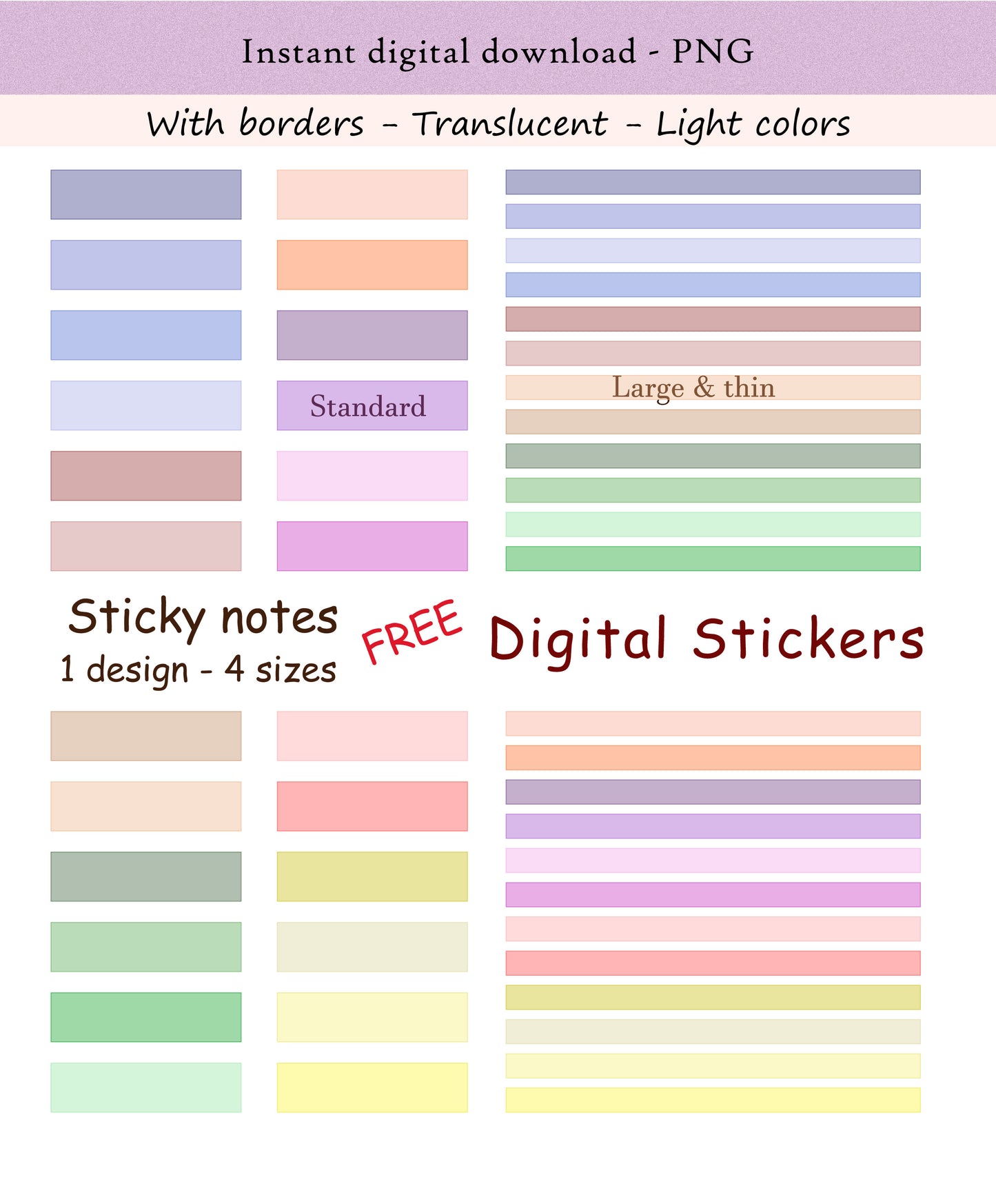 FREE Digital Sticky notes | Translucent light colors