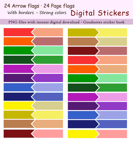 Arrow & page flags with border | Strong colors - Digital sticker