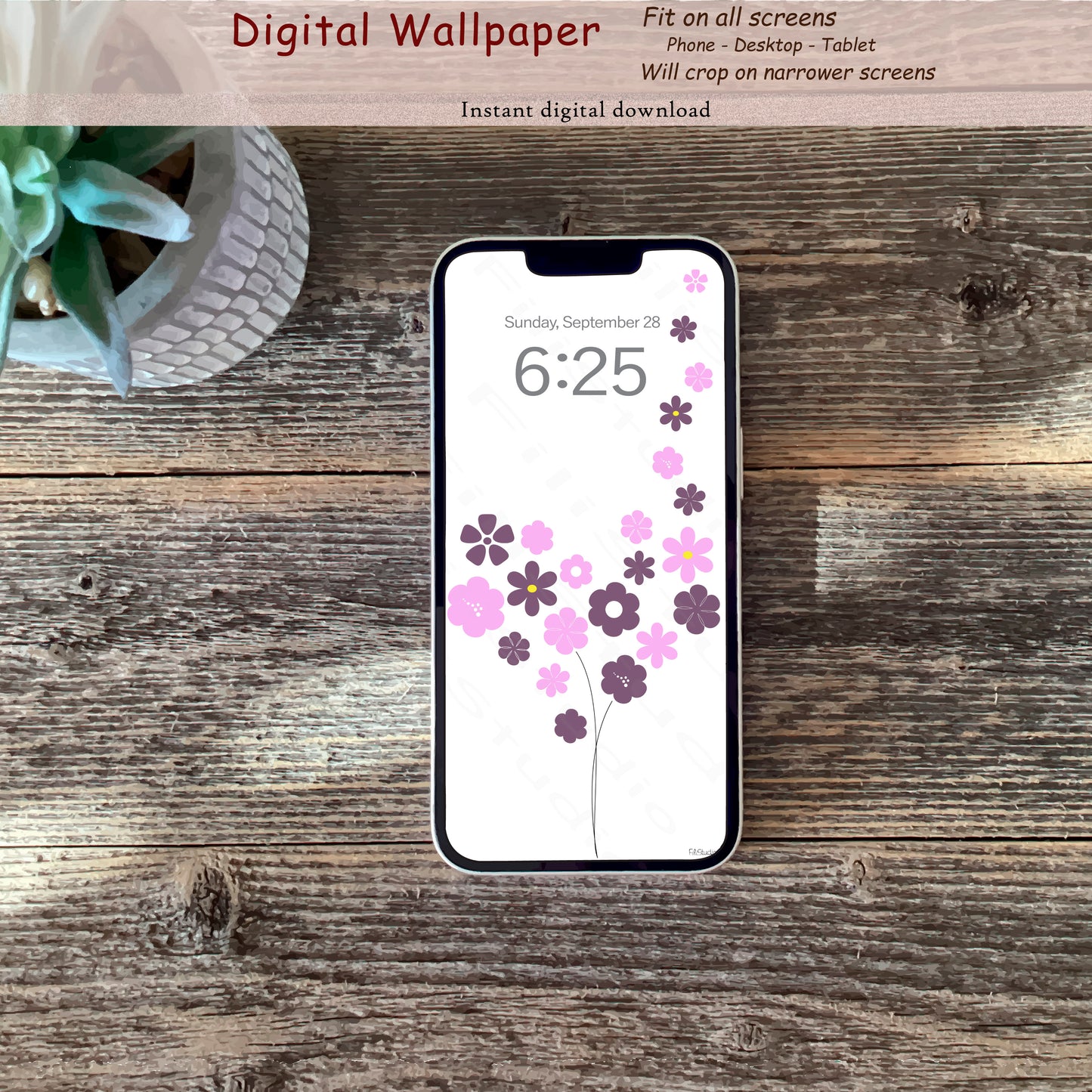 Petals Bouquet | Purple-Lilac | Digital wallpaper | Fit for all screens
