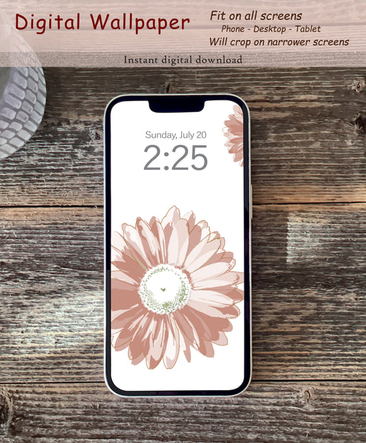 Beautiful hand-drawn daisy | Digital wallpaper | Fit for all screens
