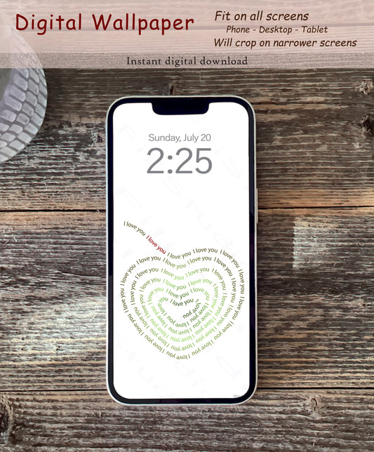 Swirl Heart - I Love You | Pistachio touch | Digital wallpaper | Fit for all screens