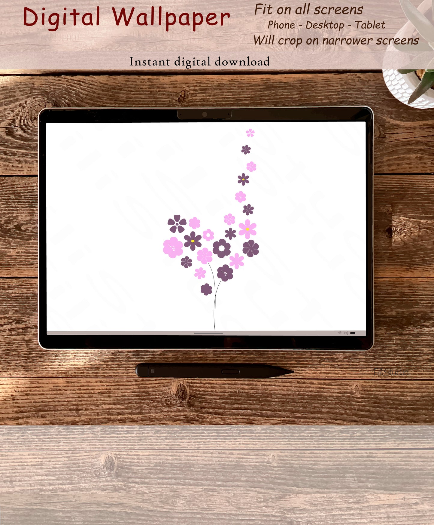 Petals Bouquet | Purple-Lilac | Digital wallpaper | Fit for all screens