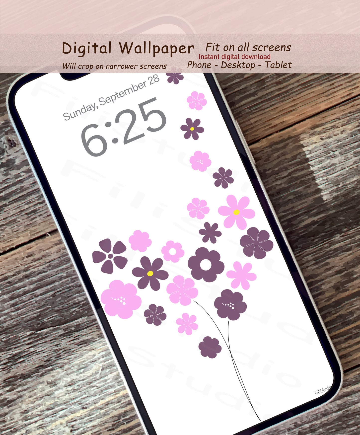 Petals Bouquet | Purple-Lilac | Digital wallpaper | Fit for all screens