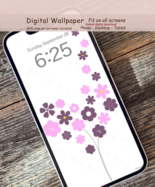 Petals Bouquet | Purple-Lilac | Digital wallpaper | Fit for all screens