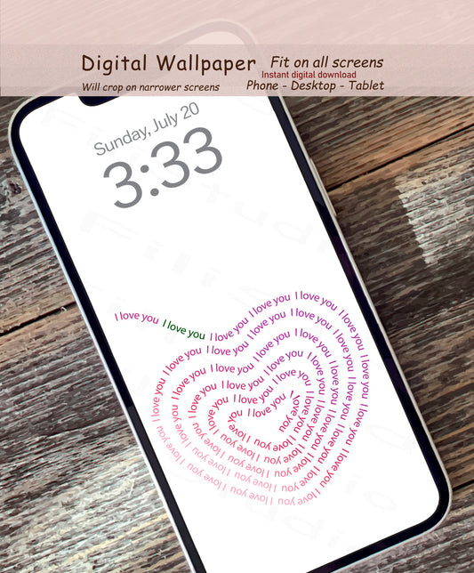 Swirl Heart - I Love You | Candy touch | Digital wallpaper | Fit for all screens