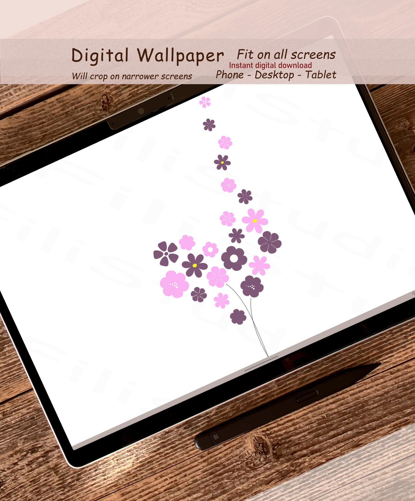 Petals Bouquet | Purple-Lilac | Digital wallpaper | Fit for all screens