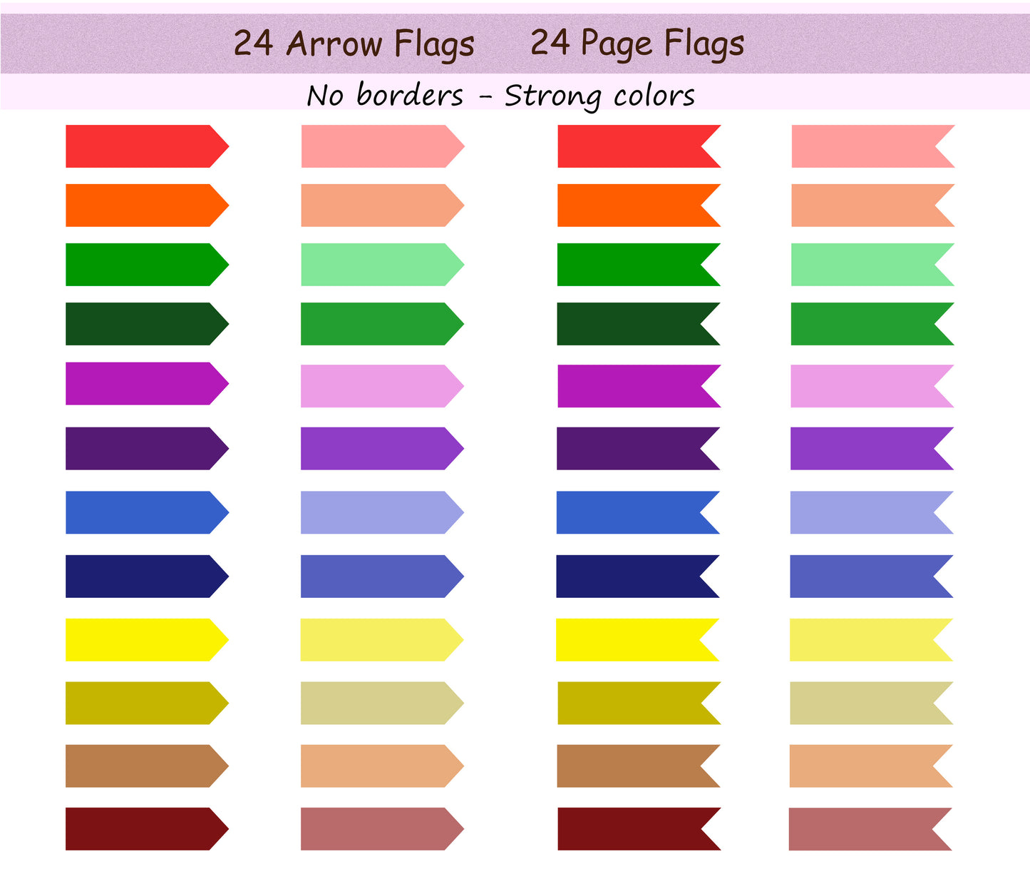 Arrow & page flags | Strong colors | NO border - Digital sticker