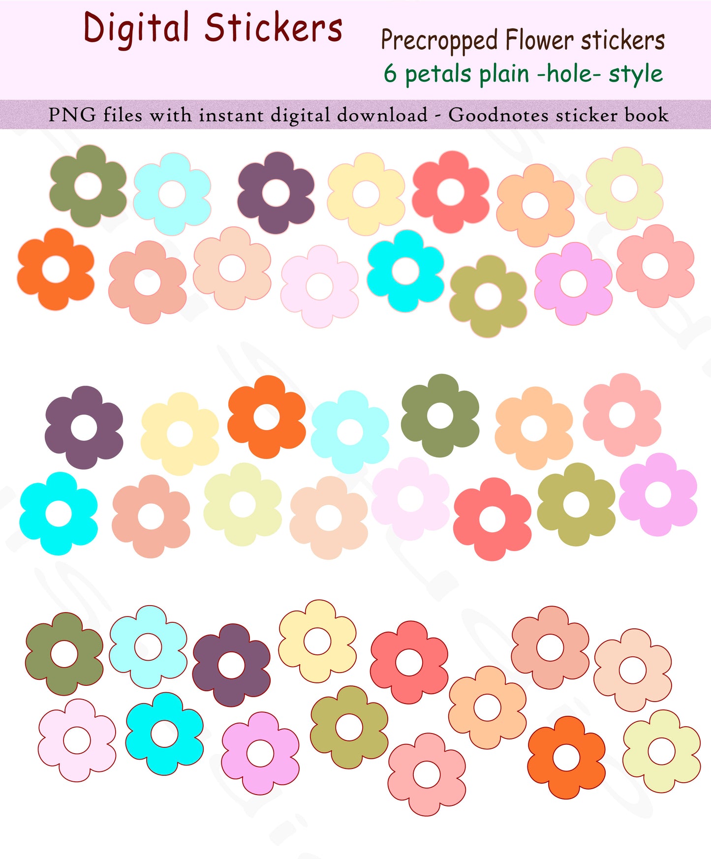 400+ Flowers | 9 styles | 3 strokes - Digital sticker