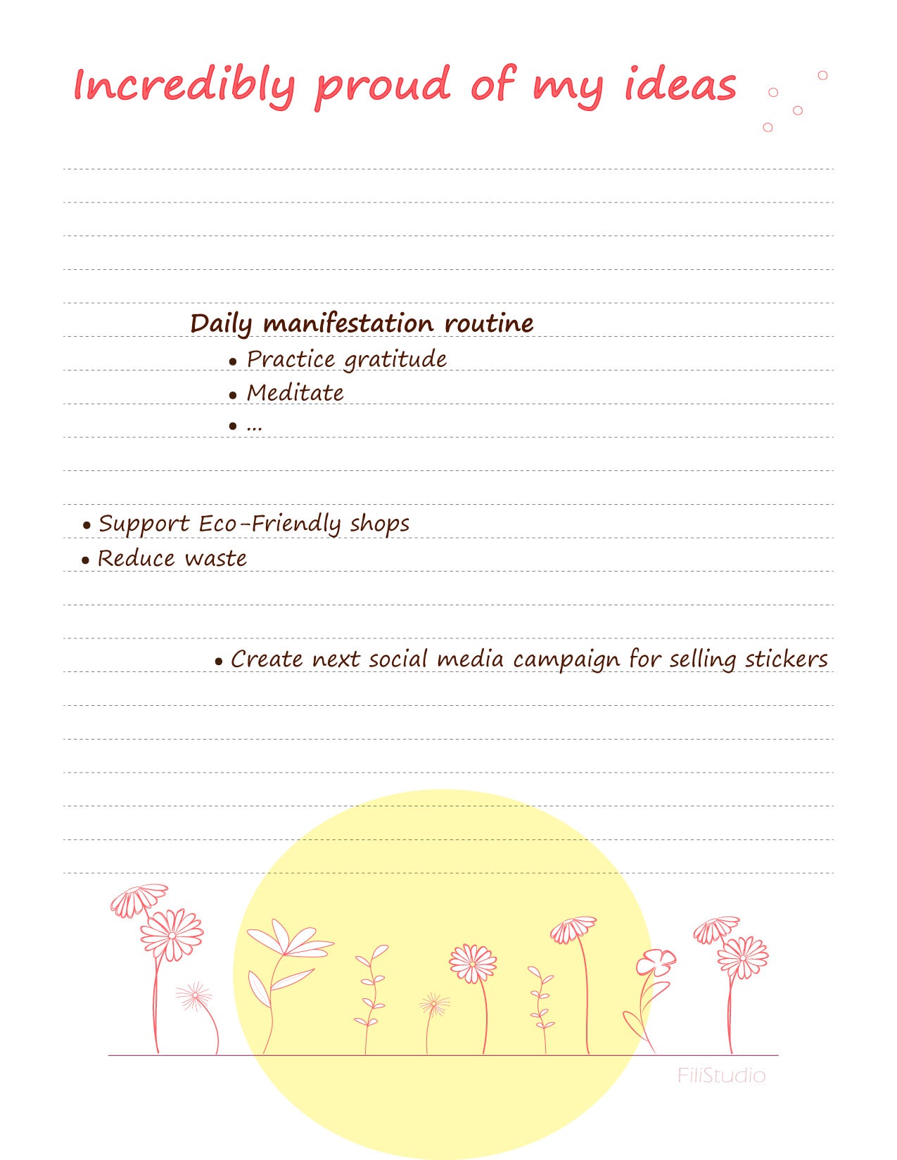Digital Notepads | Hand drawn flowers | 1 design - 3 styles