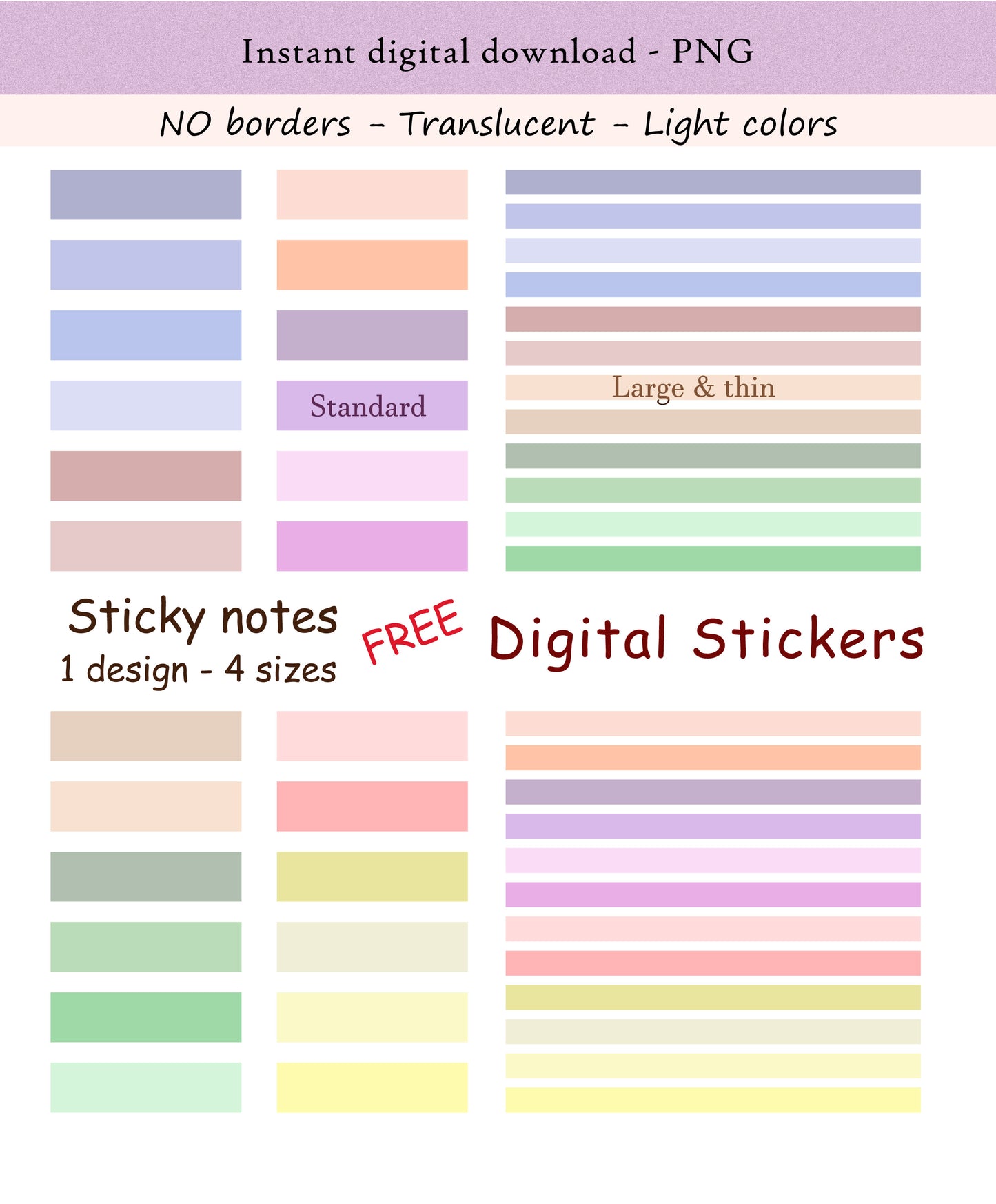 FREE Digital Sticky notes | Translucent light colors