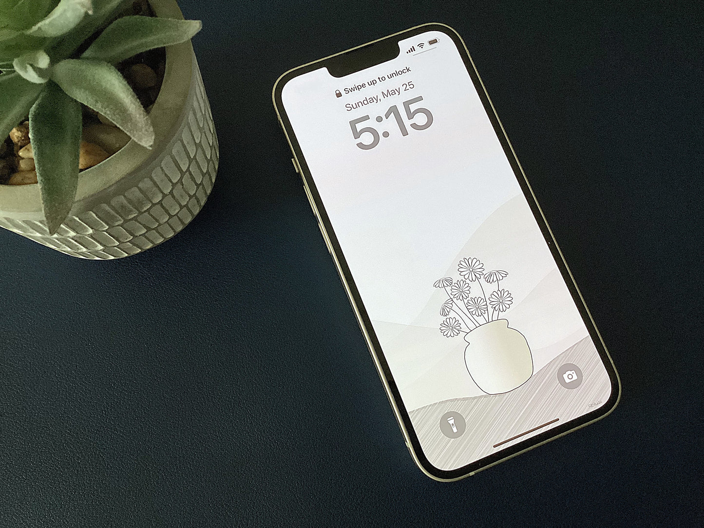 Minimalist Design - Pottery vase with flowers | Digital wallpaper | Fit for all screens